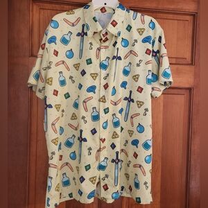 Mens Zelda Themed Cream Short Sleeve Shirt